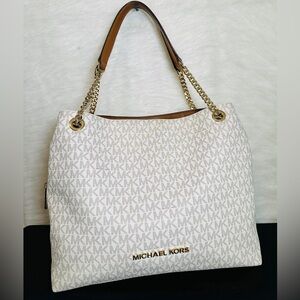 Michael Kors Cream and Brown Shoulder Bag